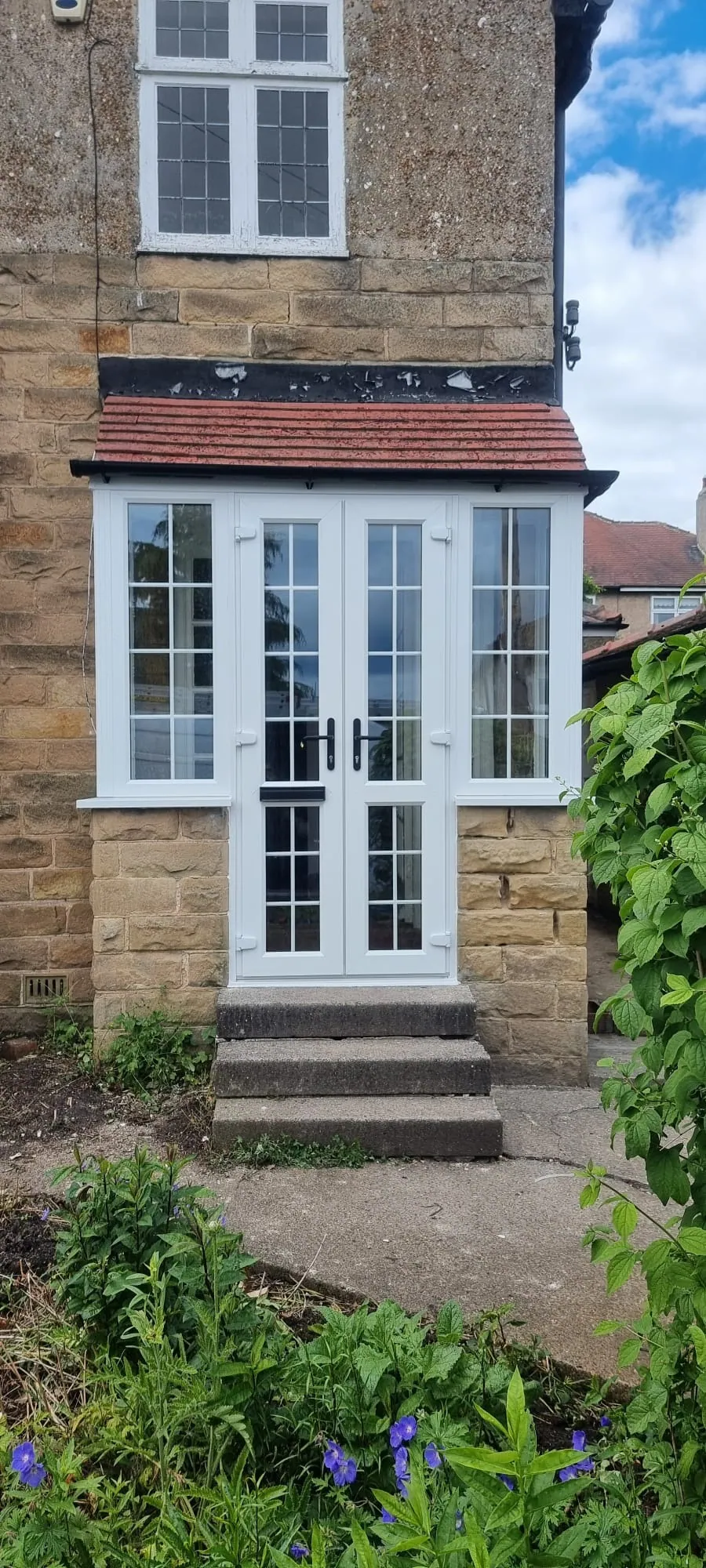 White uPVC French doors fitted by DW Glazing in Hartlepool and Teesside
