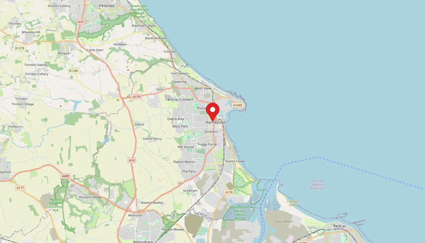Map showing Hartlepool, home of DW Glazing and Repairs
